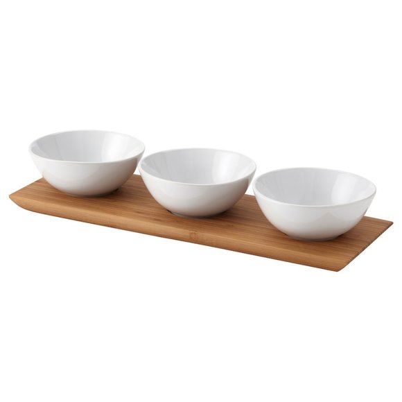 NEW IKEA TYNGDLOS TYNGDLÖS Tray With 3 Bowls Bamboo - Picture 1 of 4